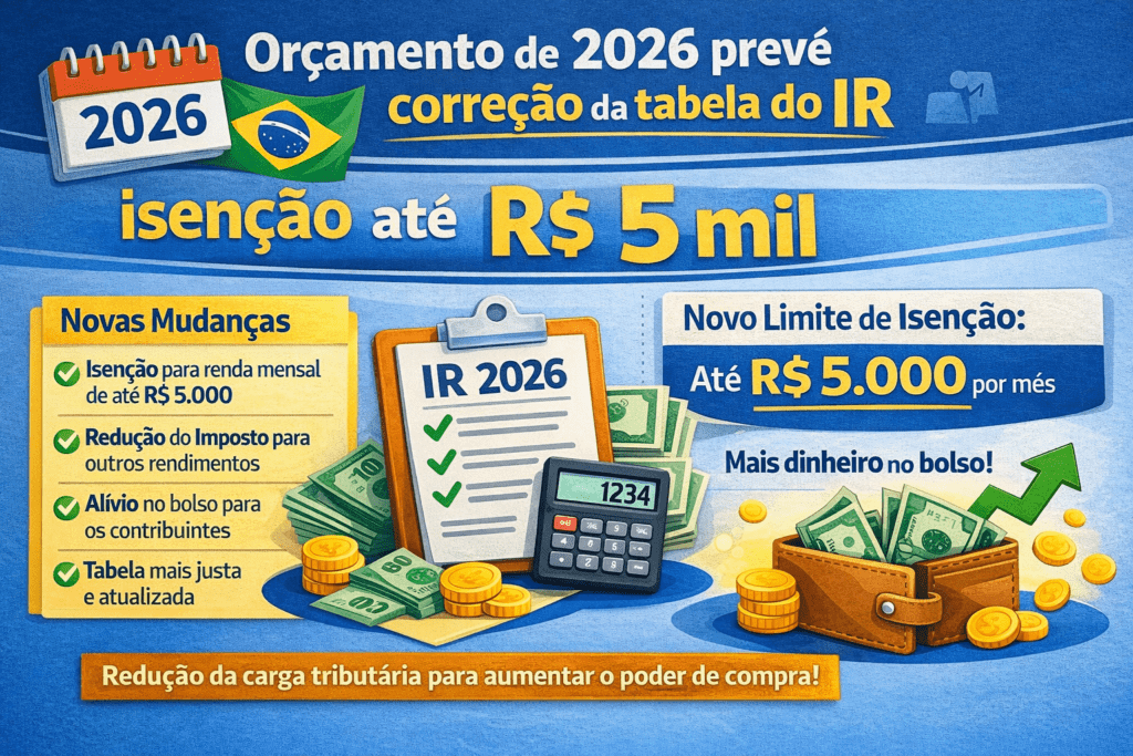 Correção da tabela do IR em 2026