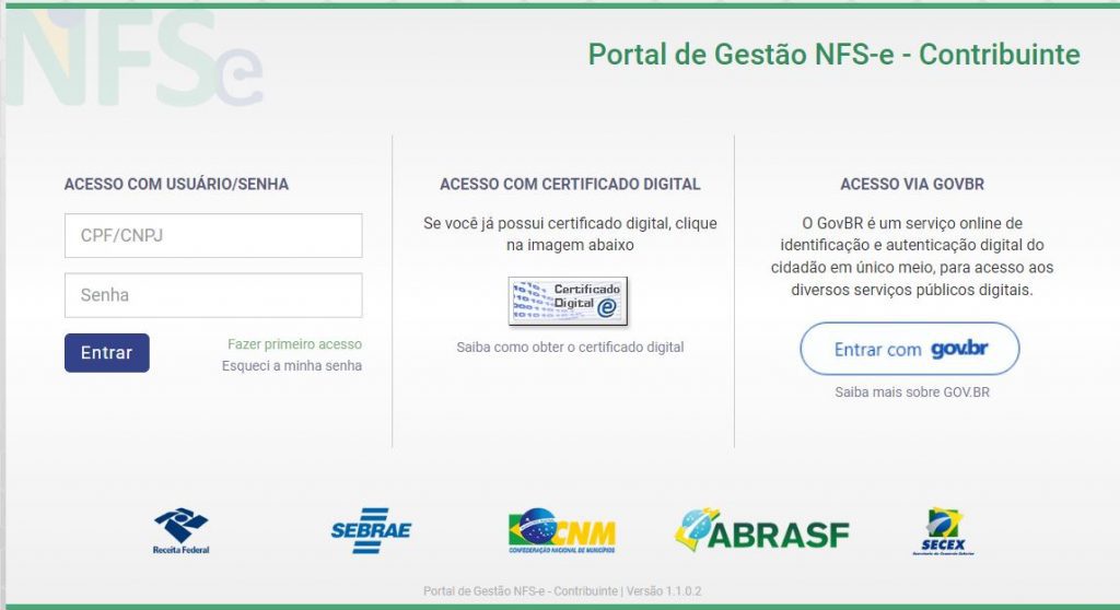 Portal de Gestão NFS-e - Contribuinte