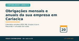 Calendário de obrigações mensais e anuais da empresa em Cariacica ES 2026 - Fraga Contabilidade